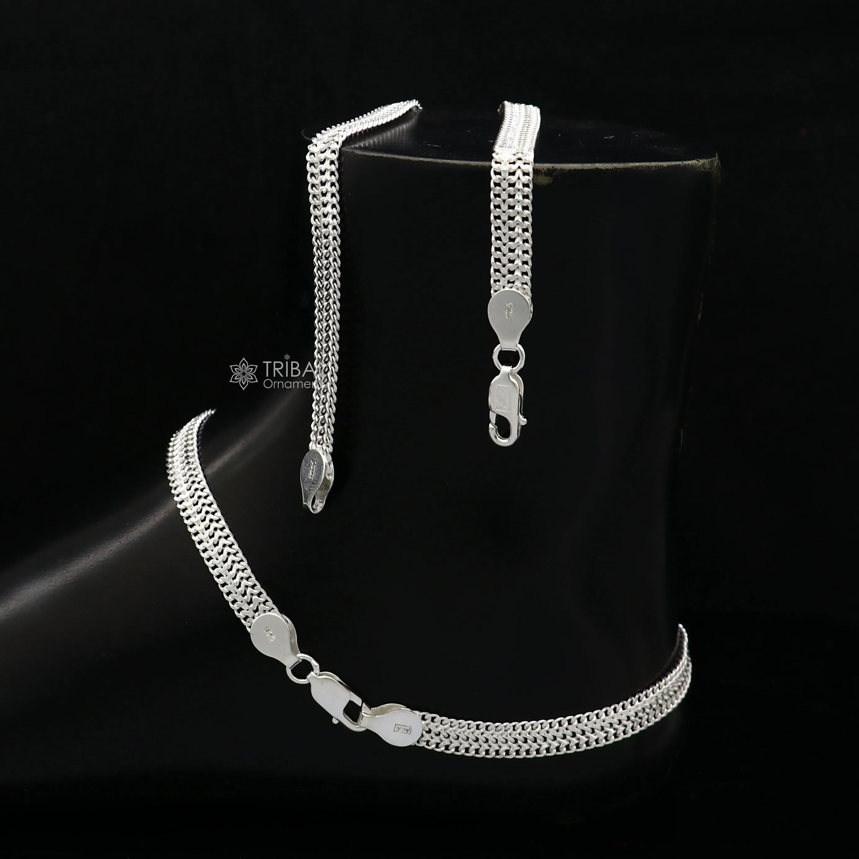 10.5" Long handmade 925 sterling silver amazing wheat chain design ankle bracelet, gift anklets customized belly dance jewelry ank609
