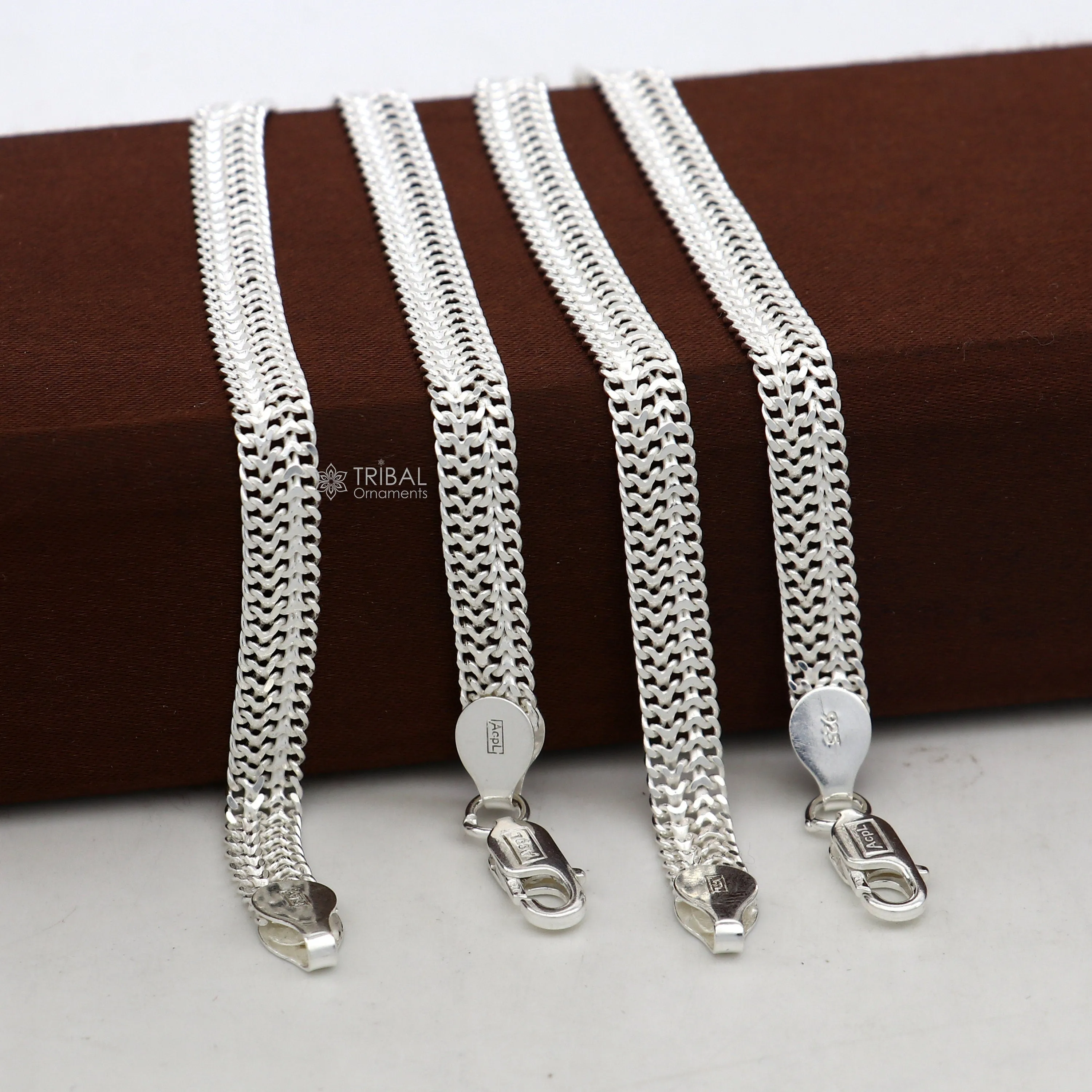 10.5" Long handmade 925 sterling silver amazing wheat chain design ankle bracelet, gift anklets customized belly dance jewelry ank609