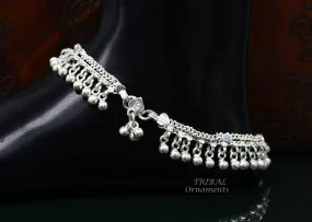 10.5" Long handmade sterling silver amazing noisy bells ankle bracelet, gorgeous charm anklets customized belly dance gifting jewelry ank476