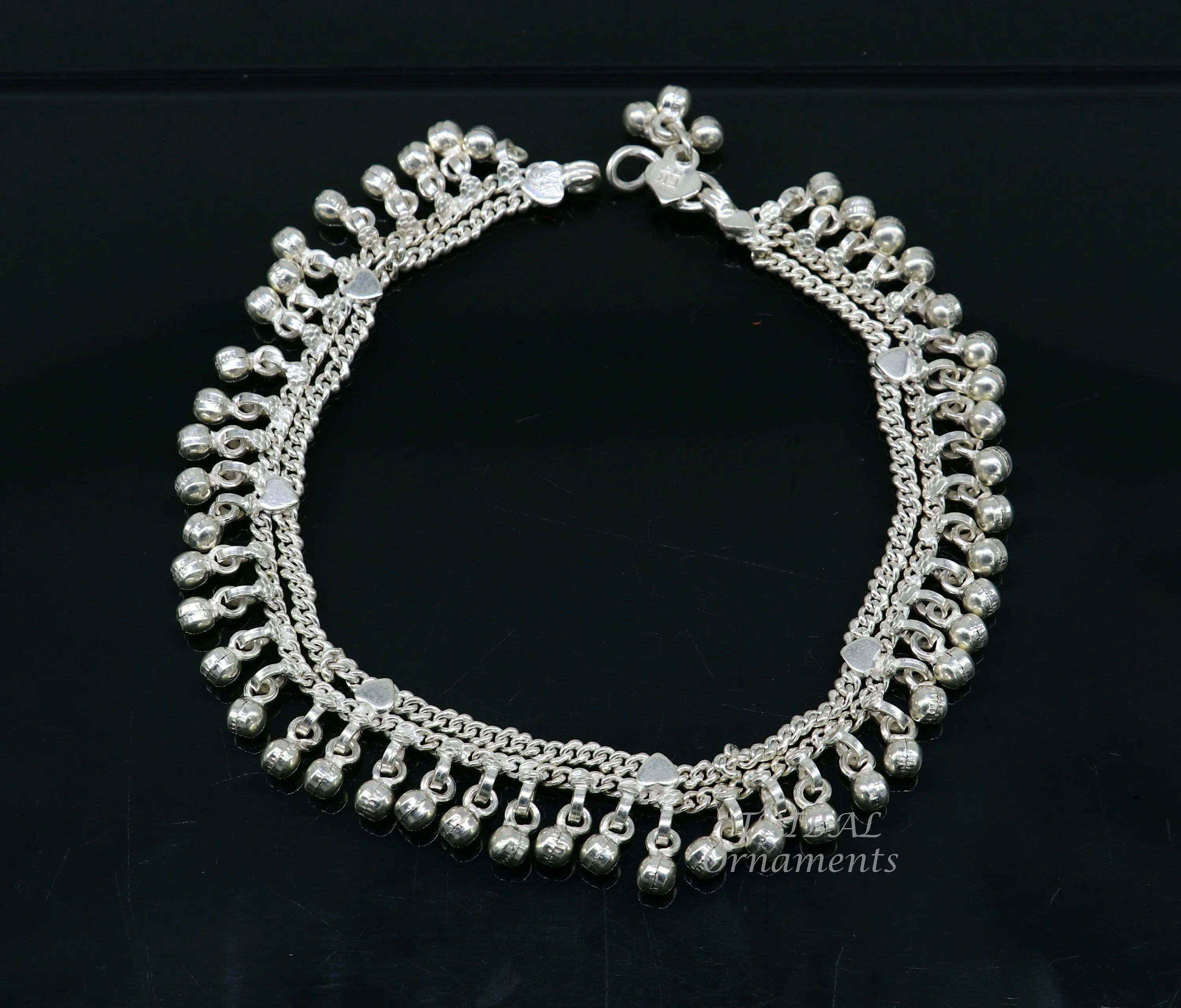10.5" Long handmade sterling silver amazing noisy bells ankle bracelet, gorgeous charm anklets customized belly dance gifting jewelry ank476