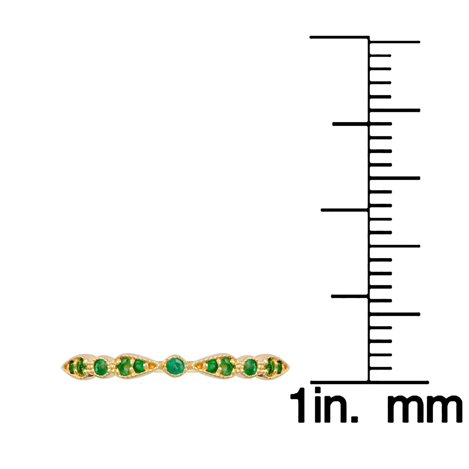 10k Yellow Gold Genuine Round Emerald Vintage Style Stackable Band