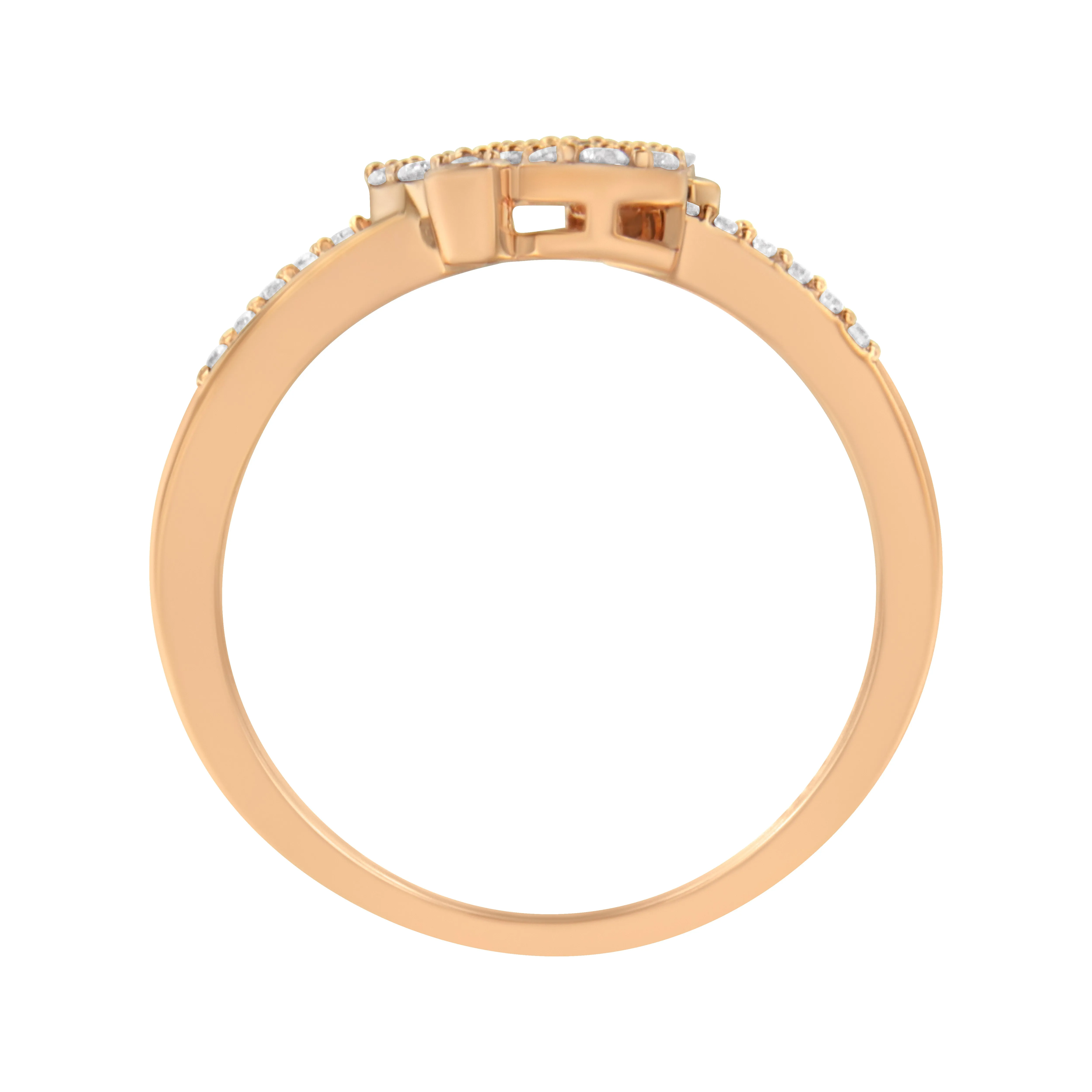 14K Rose Gold Plated .925 Sterling Silver 1/2 Cttw Diamond Scatter Composite Bypass Ring