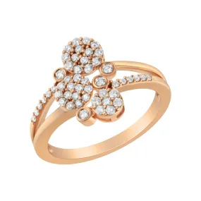 14K Rose Gold Plated .925 Sterling Silver 1/2 Cttw Diamond Scatter Composite Bypass Ring