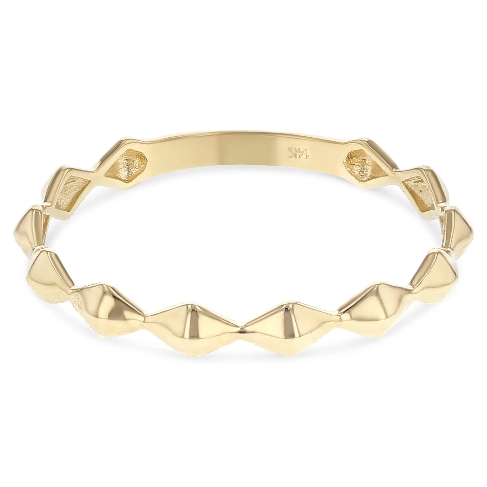 14K Solid Gold Diamond Shape Stackable Band Ring