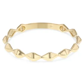 14K Solid Gold Diamond Shape Stackable Band Ring