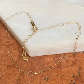 14KT Yellow Gold   White Gold Open Link Circles Chain Anklet