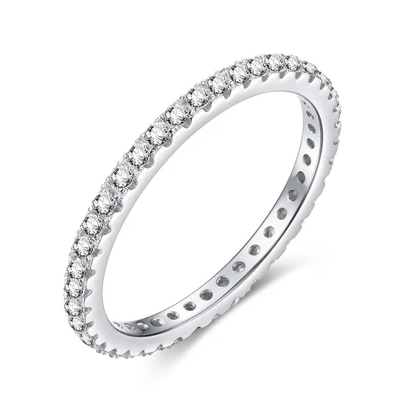 2mm Stackable Cubic Zirconias 925 Sterling Silver Womens Rings