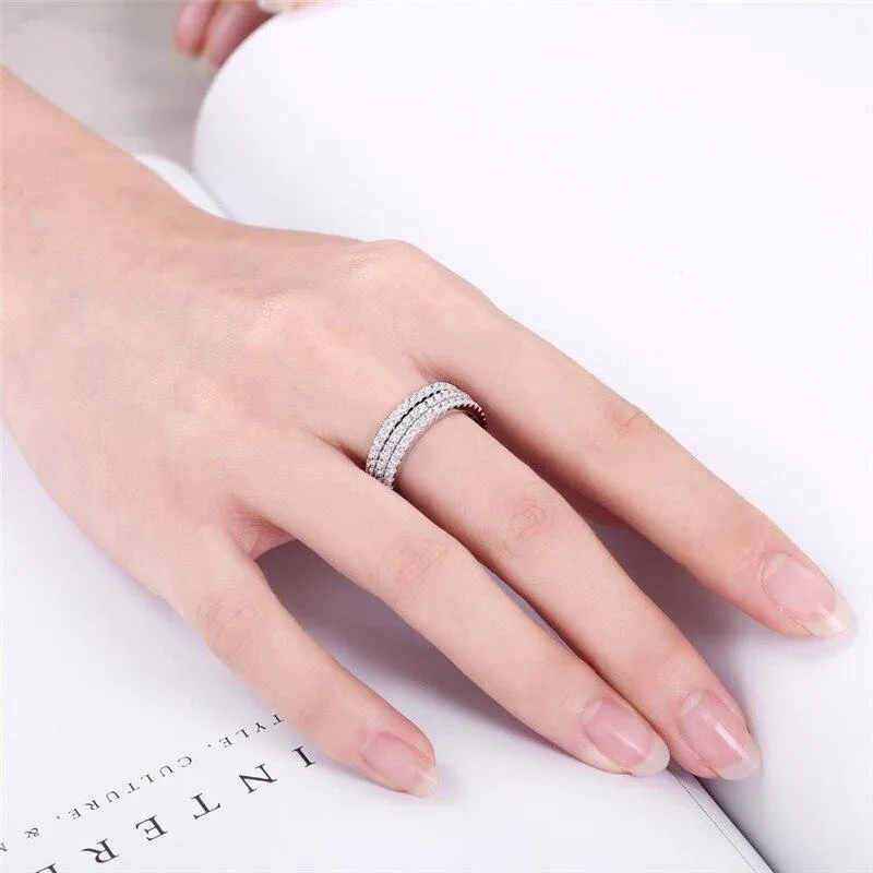 2mm Stackable Cubic Zirconias 925 Sterling Silver Womens Rings
