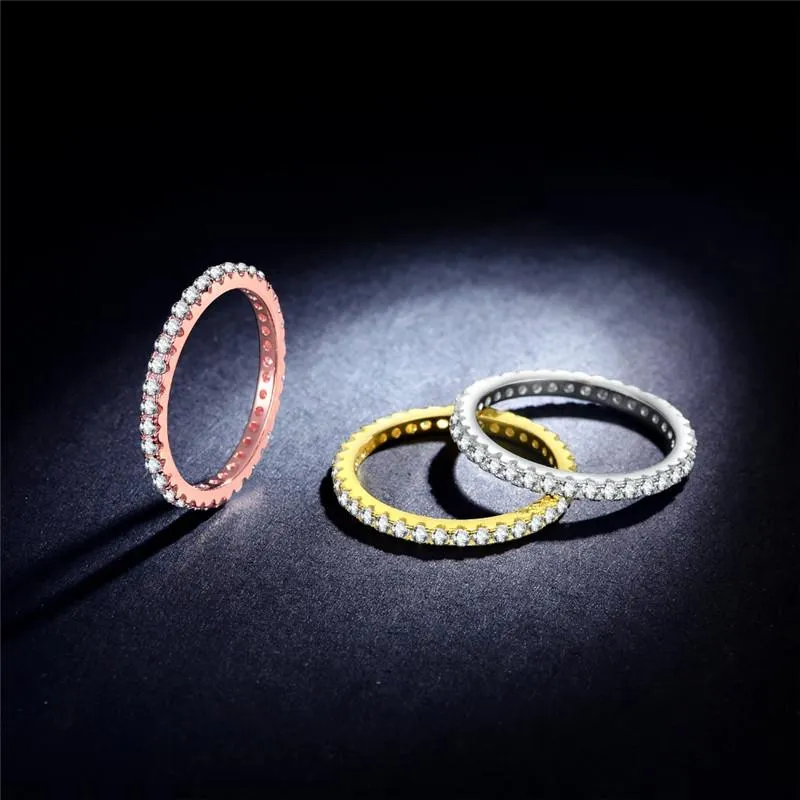 2mm Stackable Cubic Zirconias 925 Sterling Silver Womens Rings