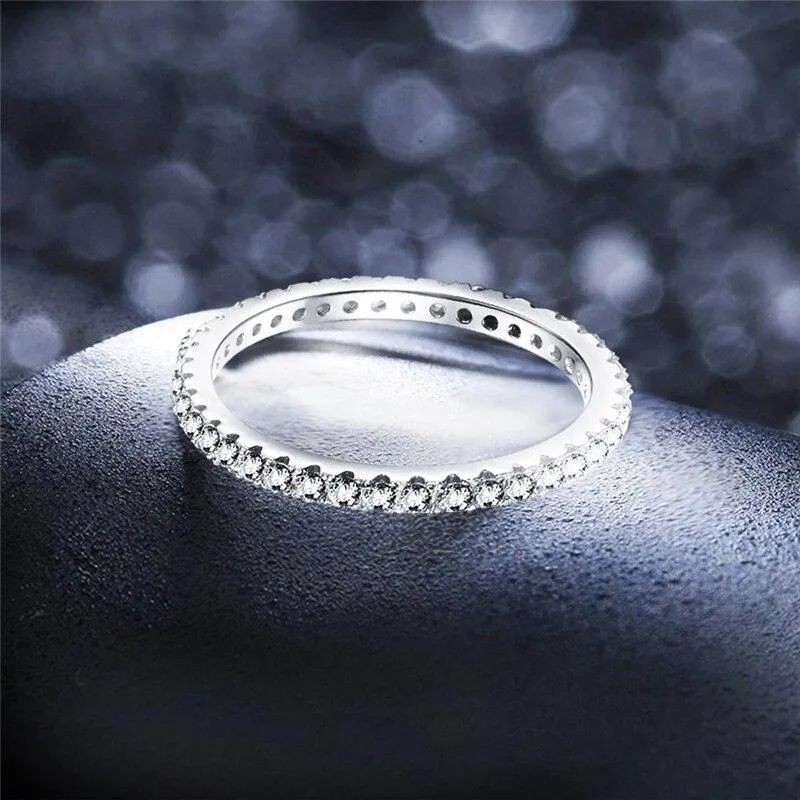 2mm Stackable Cubic Zirconias 925 Sterling Silver Womens Rings