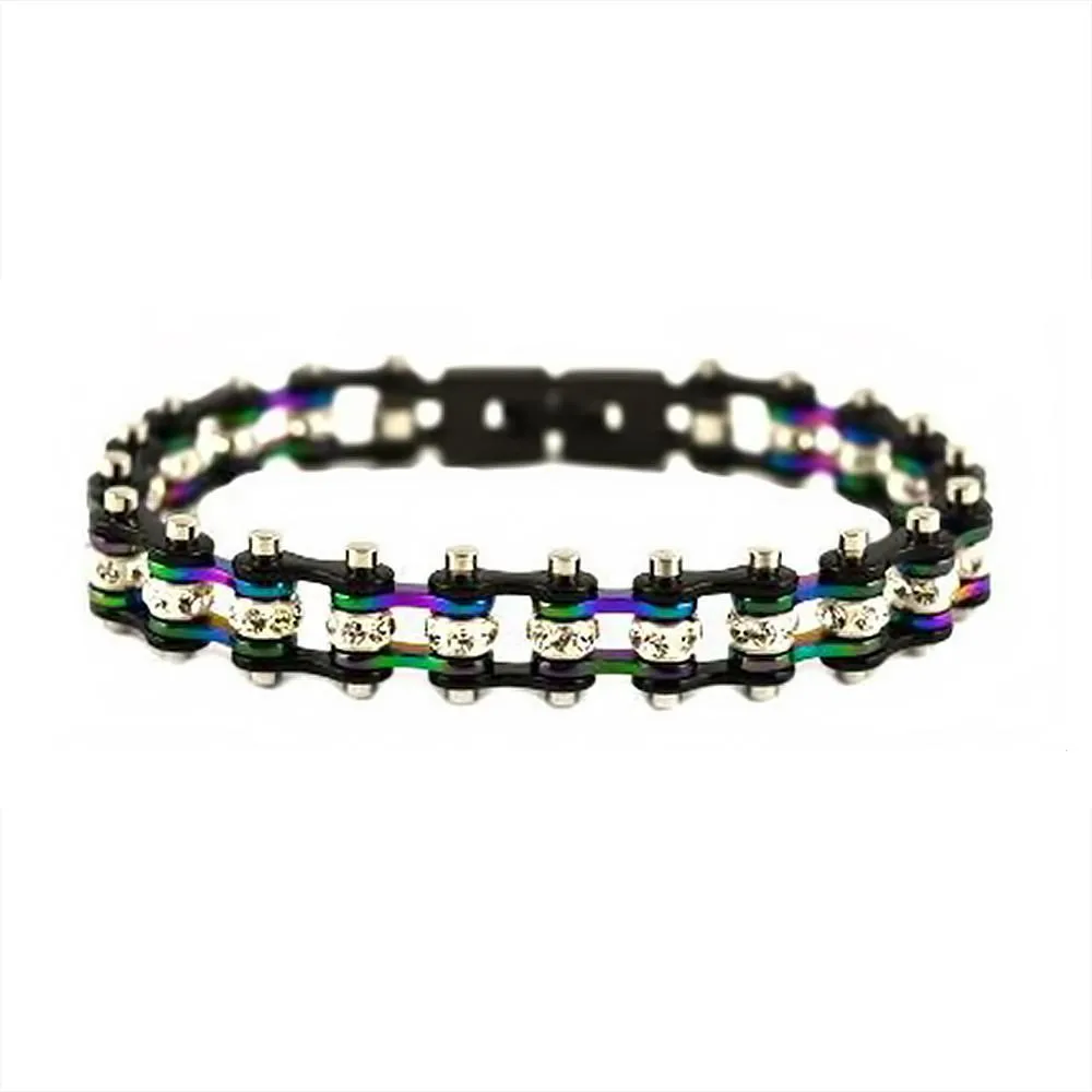 3/8" Wide MNIN MINIBlack RainbowWomen's Crystal Bracelet