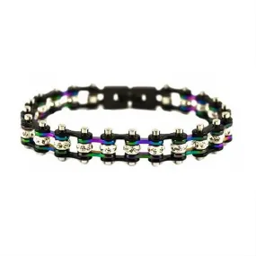 3/8" Wide MNIN MINIBlack RainbowWomen's Crystal Bracelet