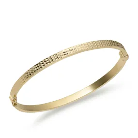 3mm Diamond-Cut Square Tube Bangle Bracelet 14K Yellow Gold