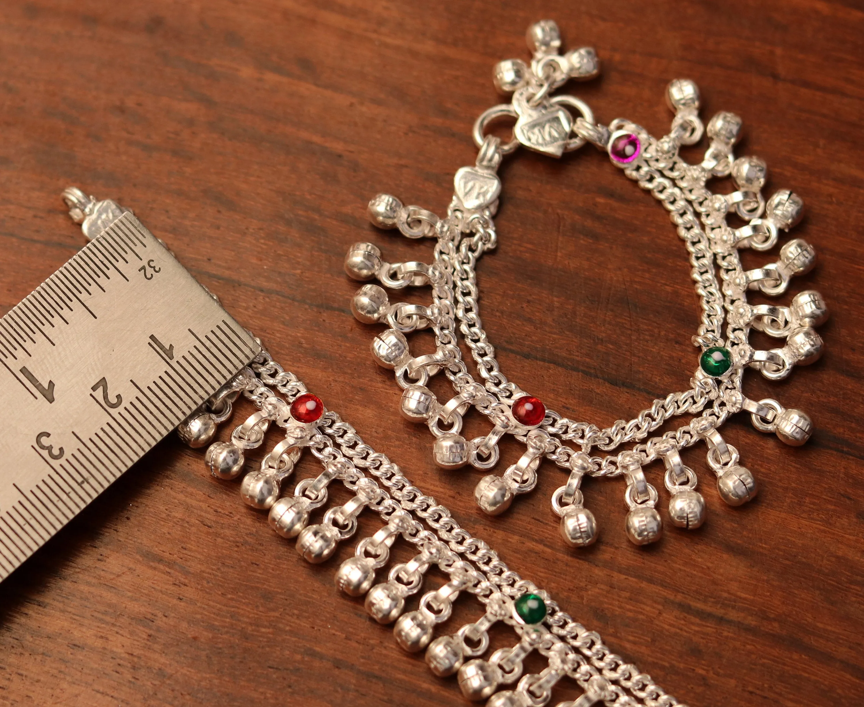 5.1" handmade vintage trendy style sterling silver fabulous baby anklets, unisex baby ankle bracelet with awesome nosy jingle bells ank164