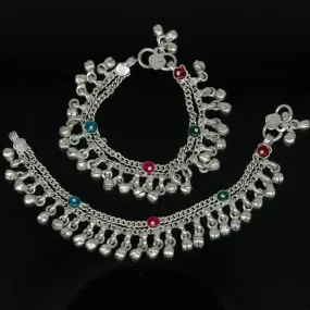 5.5" long Sterling silver handmade fabulous customized new born baby ankle bracelet with amazing hanging noisy bells gifting jewelry ank224