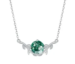 925 Silver 8*8mm Natural Moss Agate Necklace