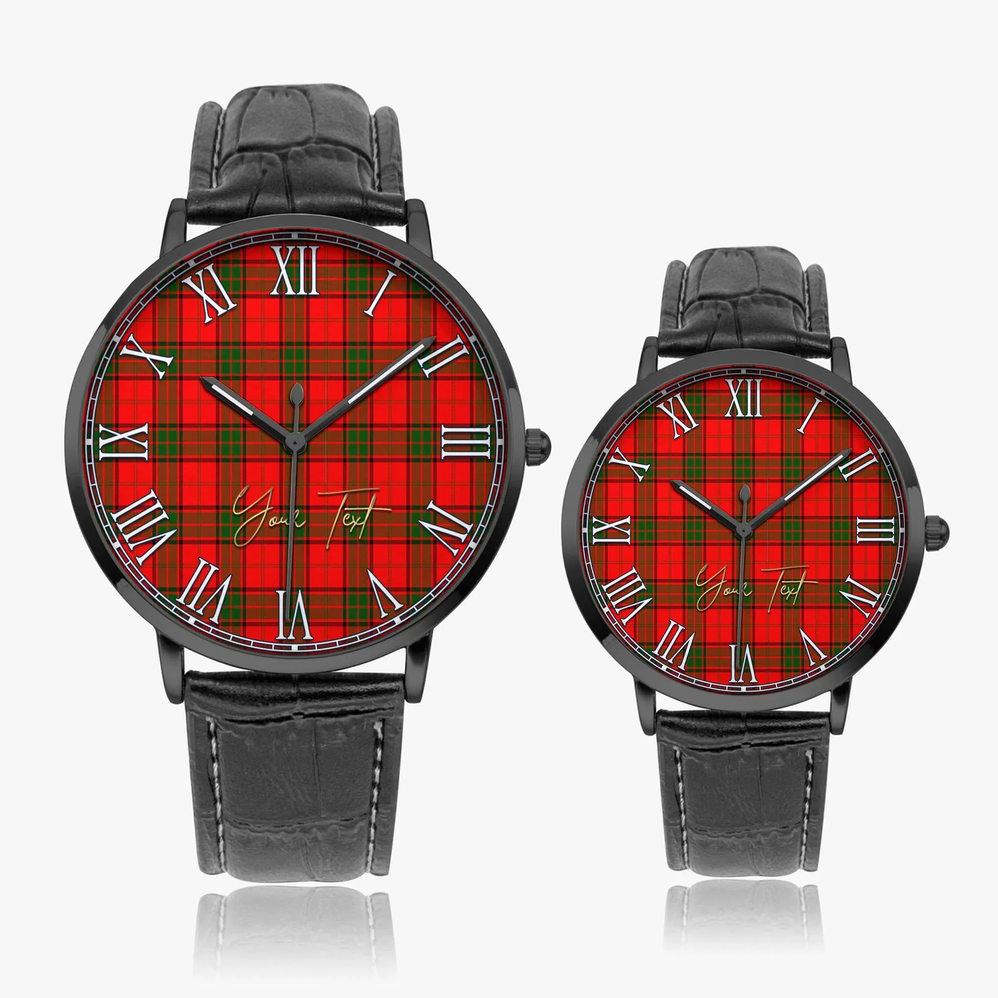 Adair Tartan Personalized Your Text Leather Trap Quartz Watch