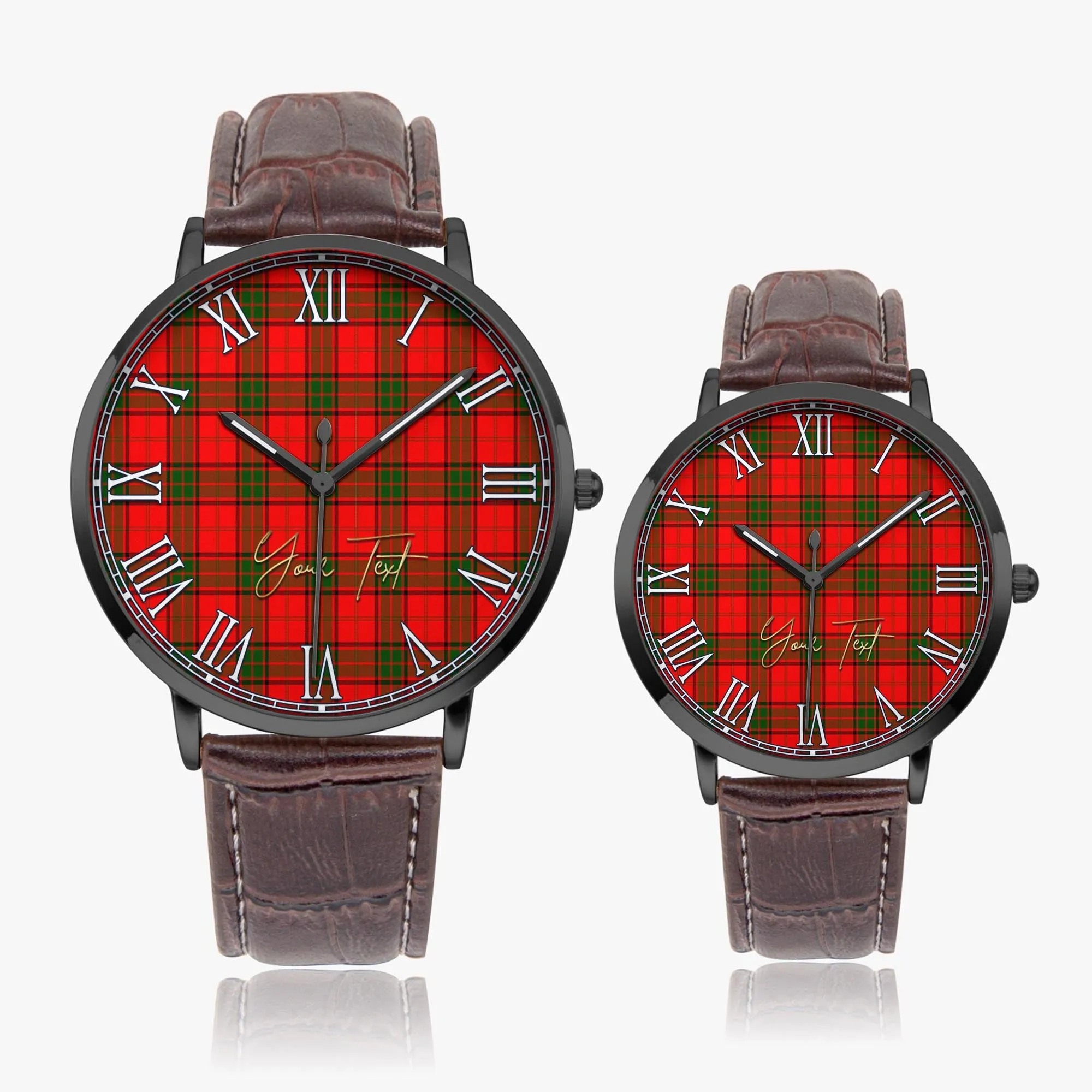Adair Tartan Personalized Your Text Leather Trap Quartz Watch