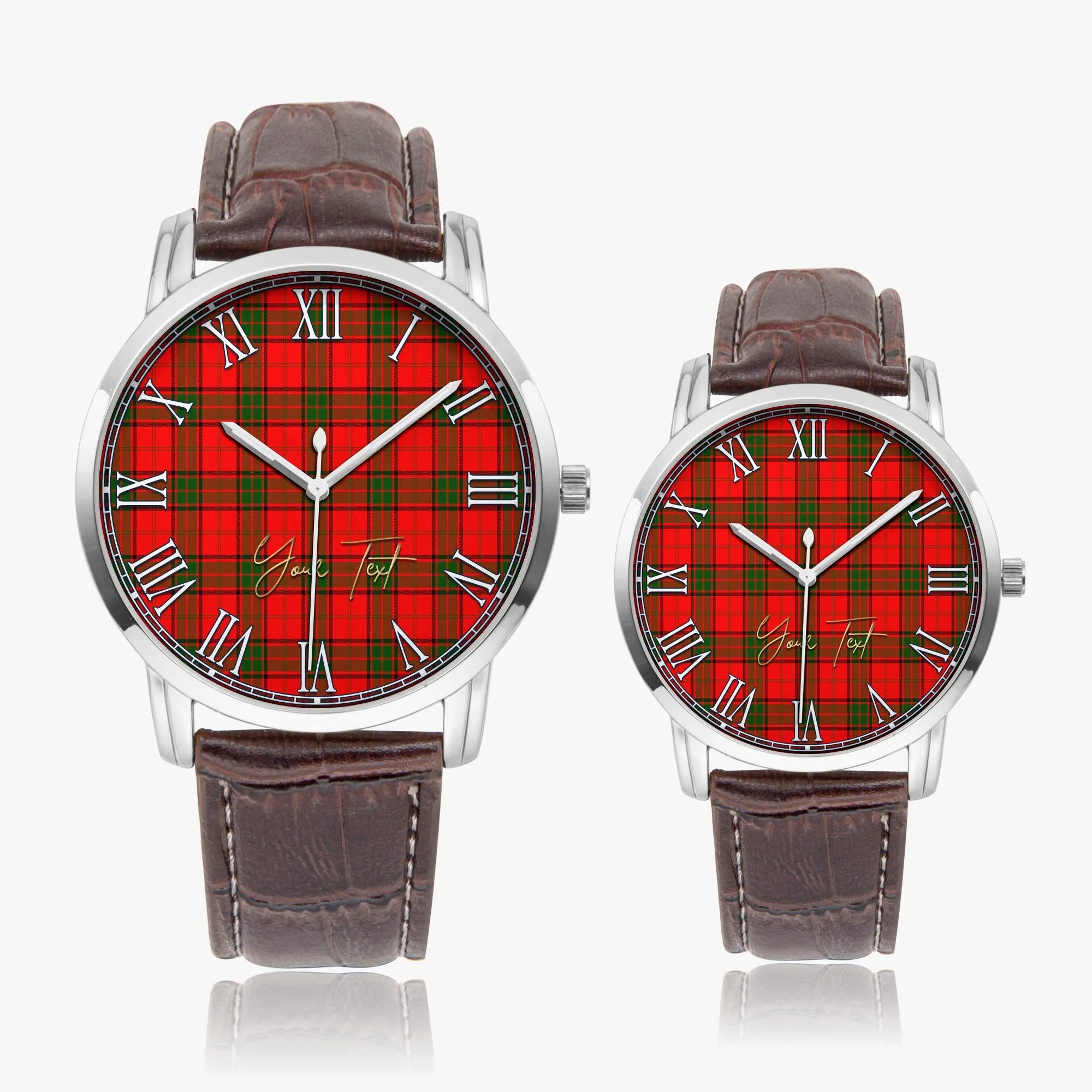Adair Tartan Personalized Your Text Leather Trap Quartz Watch