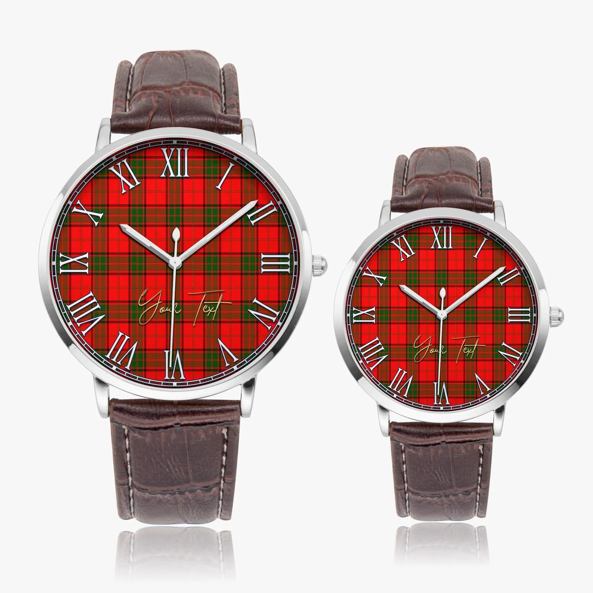 Adair Tartan Personalized Your Text Leather Trap Quartz Watch