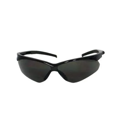 ADVERSARY™ SEMI-RIMLESS SAFETY GLASSES WITH BLACK FRAME, GRAY LENS AND ANTI-SCRATCH COATING