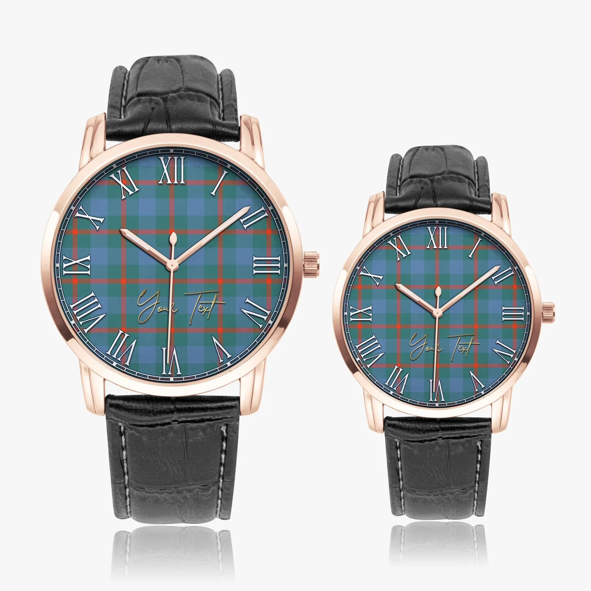 Agnew Ancient Tartan Personalized Your Text Leather Trap Quartz Watch