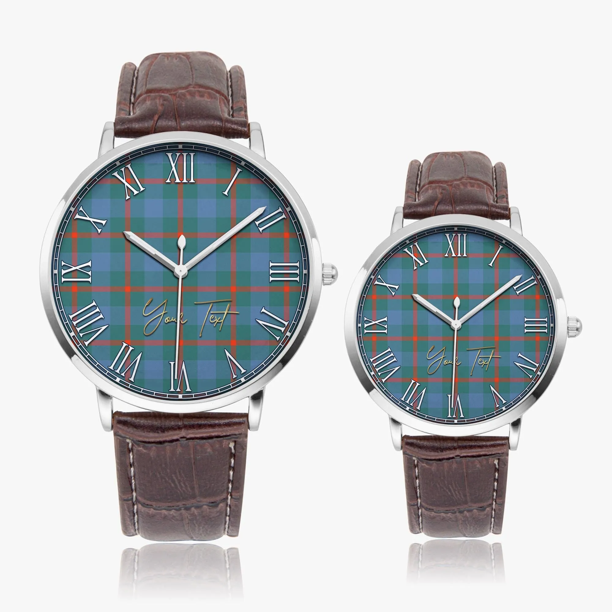 Agnew Ancient Tartan Personalized Your Text Leather Trap Quartz Watch