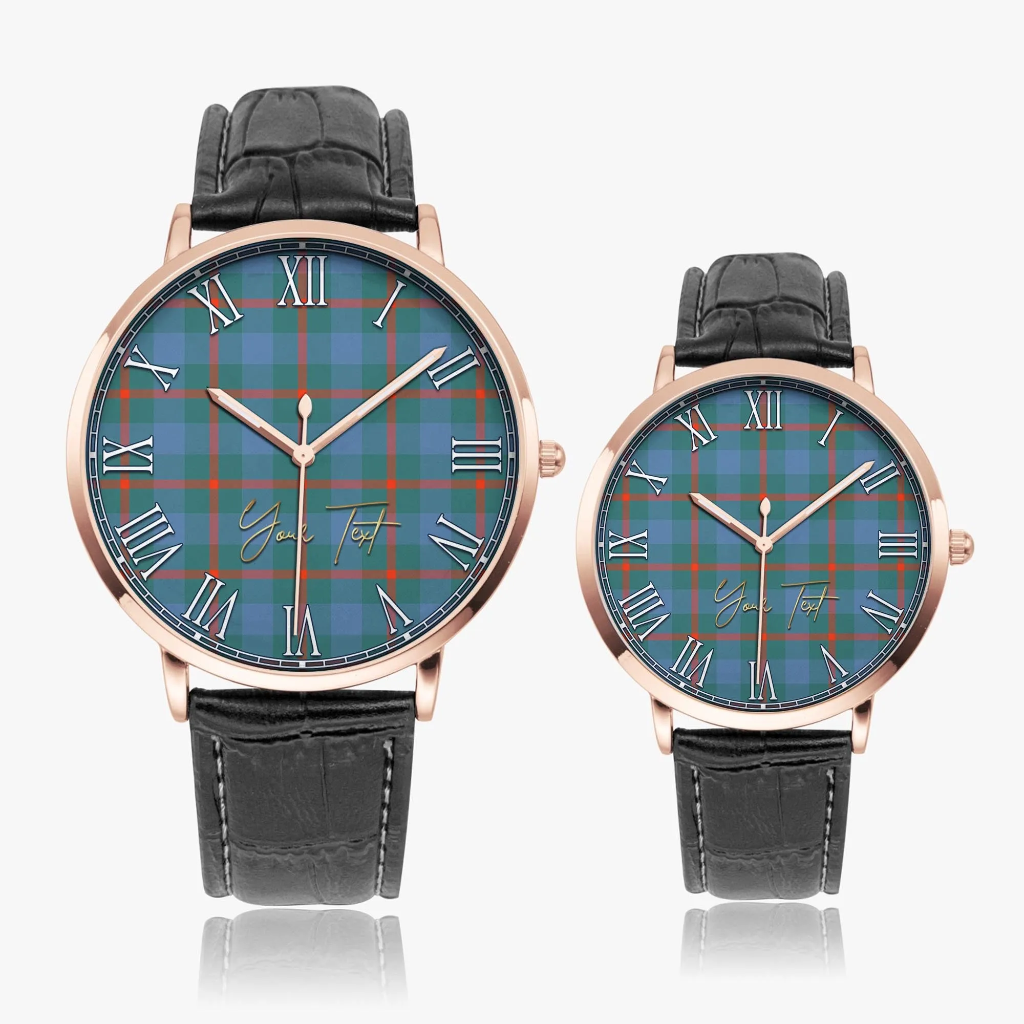 Agnew Ancient Tartan Personalized Your Text Leather Trap Quartz Watch
