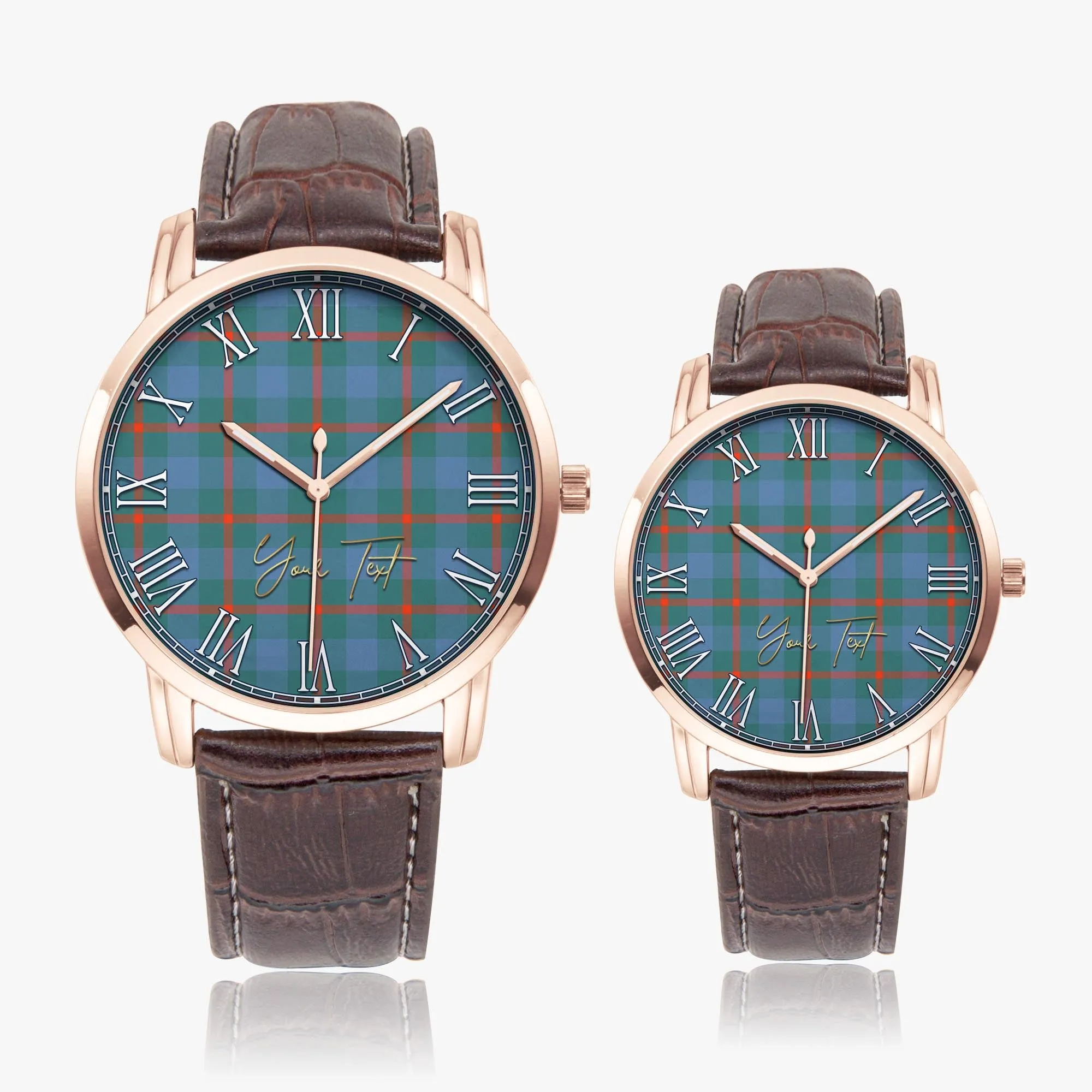 Agnew Ancient Tartan Personalized Your Text Leather Trap Quartz Watch