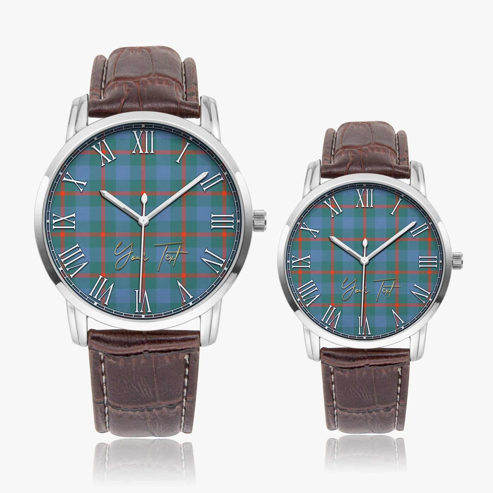 Agnew Ancient Tartan Personalized Your Text Leather Trap Quartz Watch