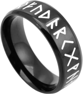 Aienid Men's Engagement Ring Titanium Black Engagement Ring for Men Viking Ring Band