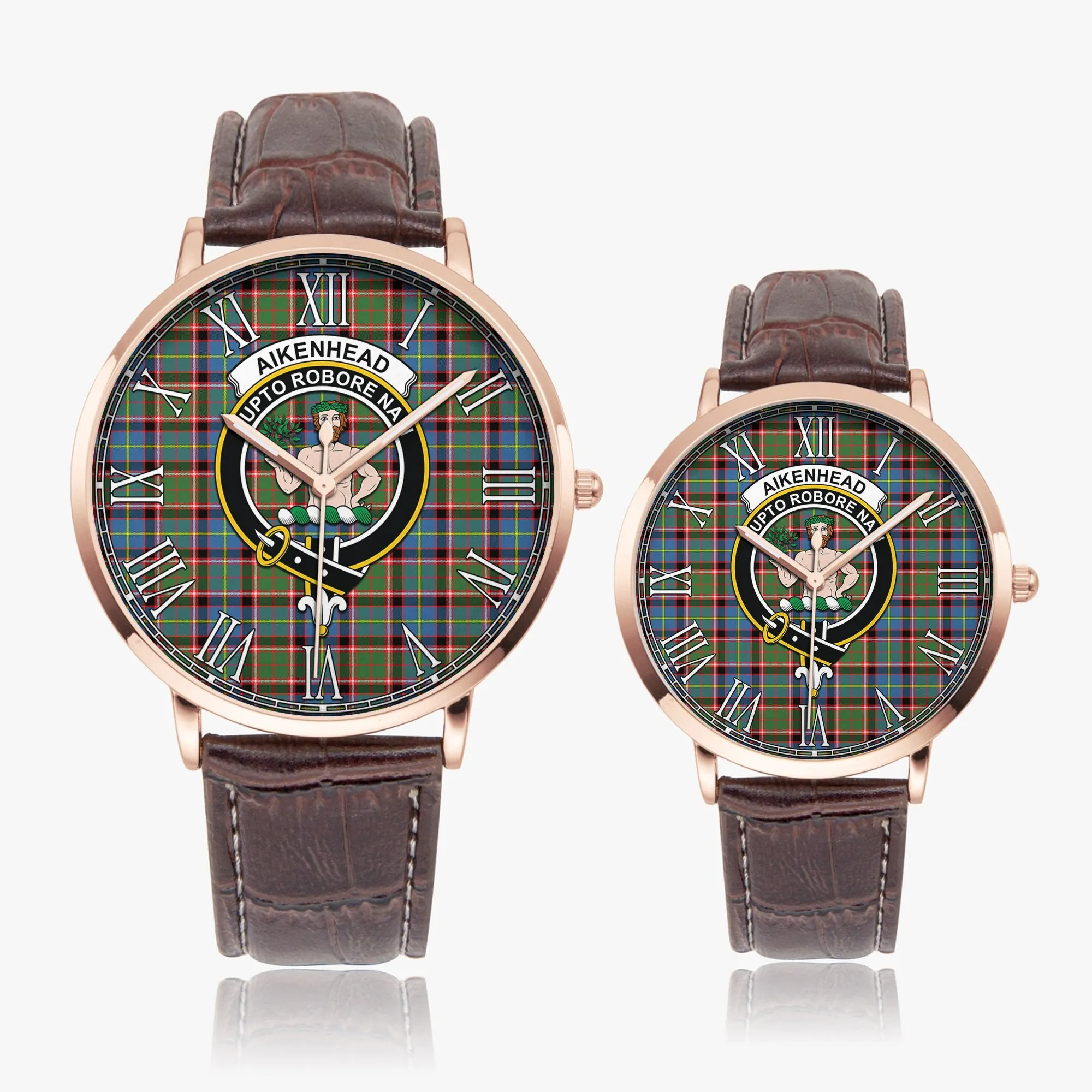 Aikenhead Tartan Family Crest Leather Strap Quartz Watch