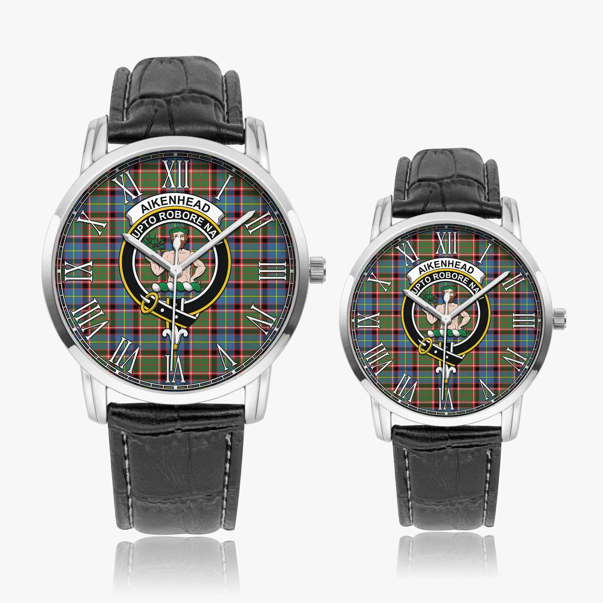 Aikenhead Tartan Family Crest Leather Strap Quartz Watch