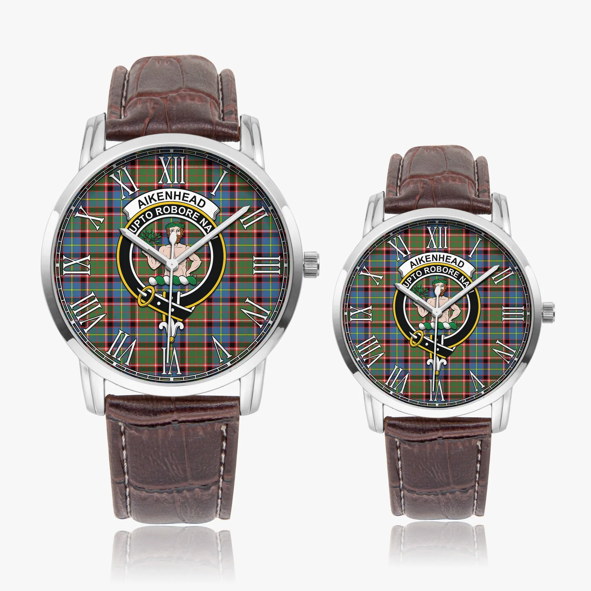 Aikenhead Tartan Family Crest Leather Strap Quartz Watch