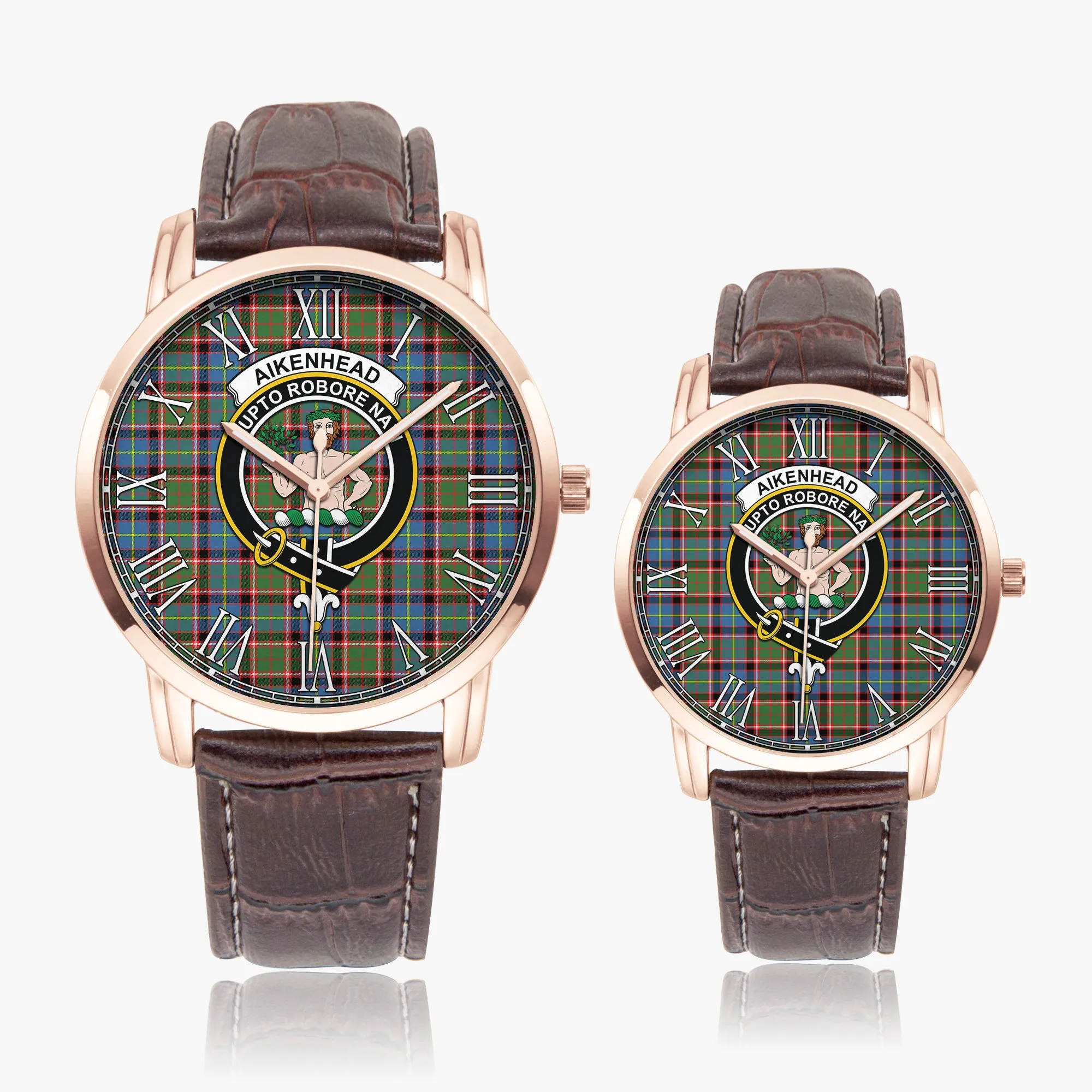 Aikenhead Tartan Family Crest Leather Strap Quartz Watch