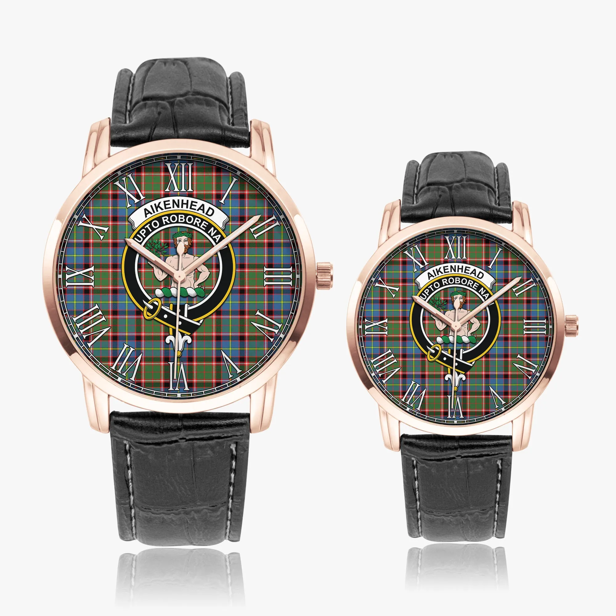 Aikenhead Tartan Family Crest Leather Strap Quartz Watch
