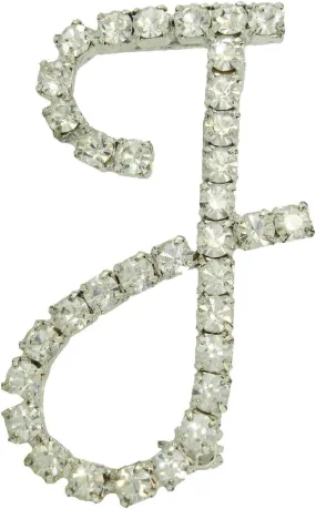Alphabet Initial Letter "J" Pin Brooch Rhinestone Silver Tone 1 1/2" Fashion Brooch for Women Trendy Accessories for Women Stylish Additions