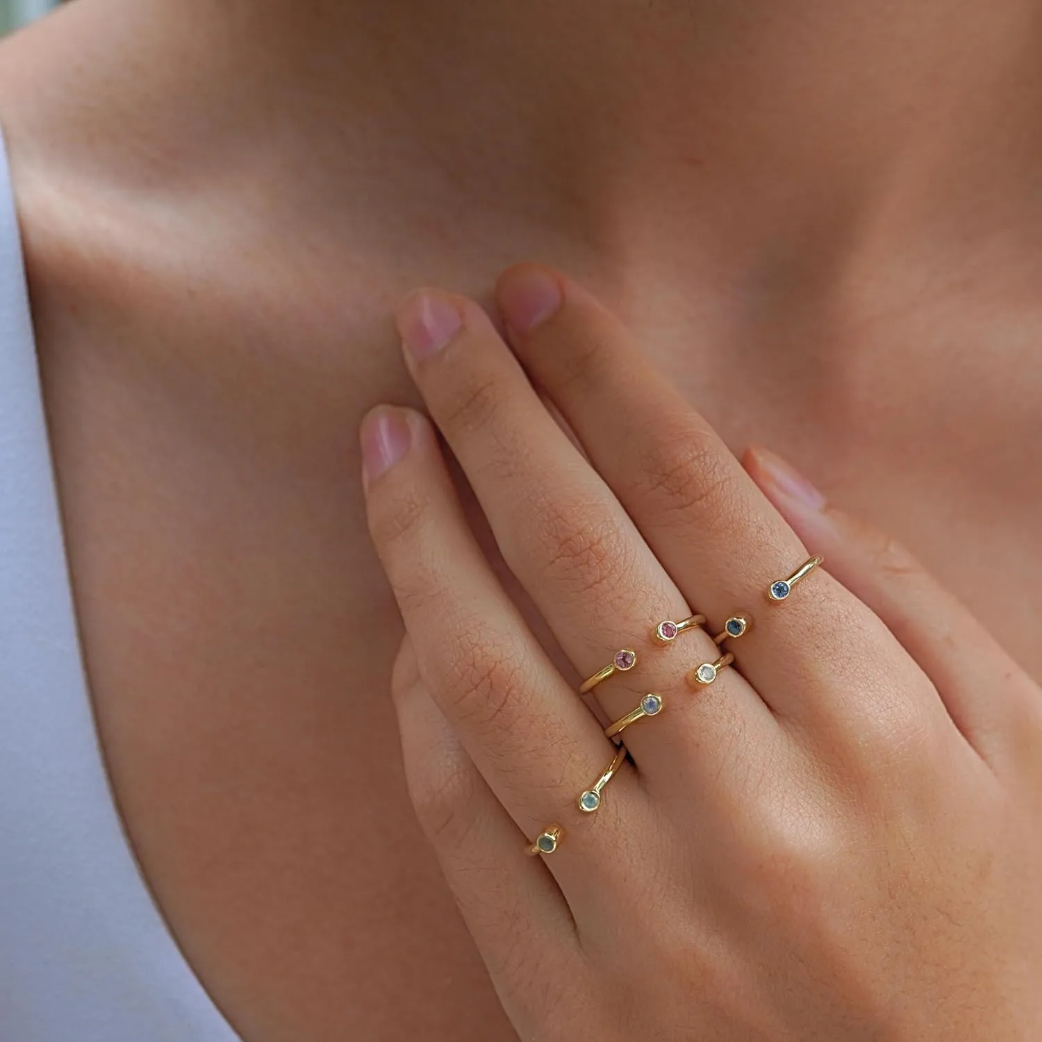 Amethyst Rings, 18K Gold Rings for Women Teen Girls That Don't Tarnish - Real 925 Sterling Silver Rings, Stackable, Chunky, Dainty February Birthstone Gifts (Anillos Para Mujer, Round - Size 6)