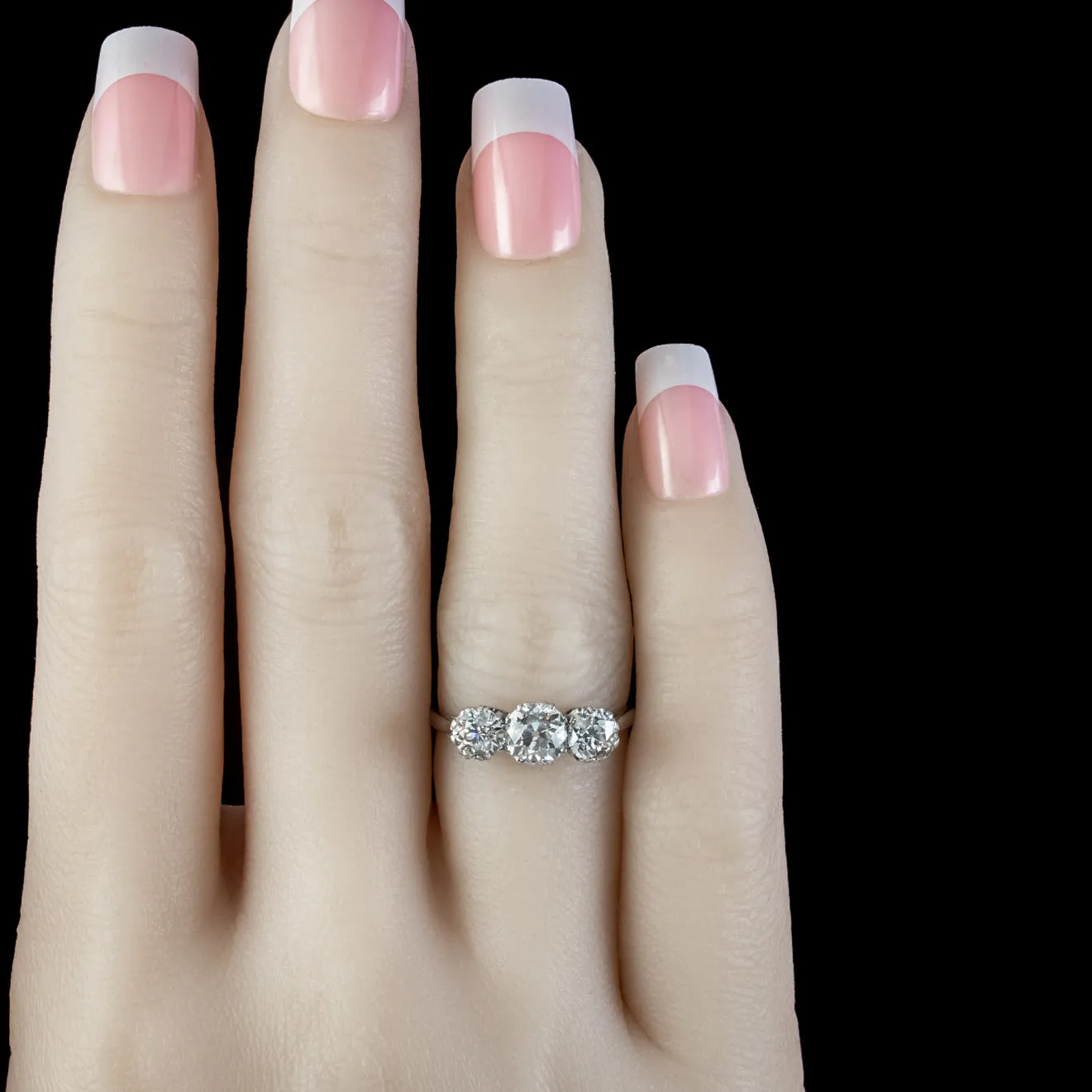 Antique Edwardian Diamond Trilogy Ring 2ct Diamond Circa 1905