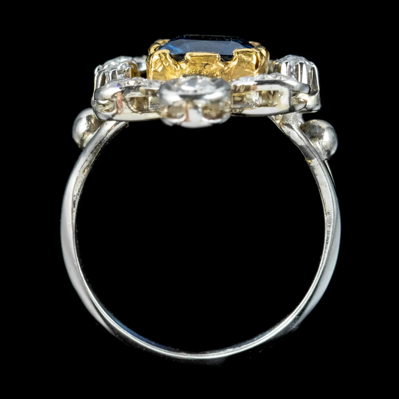 Antique French Edwardian Ring Australian Sapphire Diamond Circa 1915