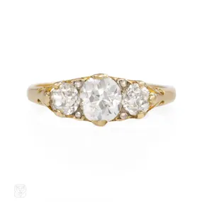 Antique half hoop three-stone diamond ring