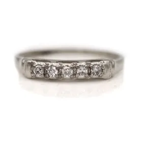 Antique White Gold 5 Stone Wedding Band