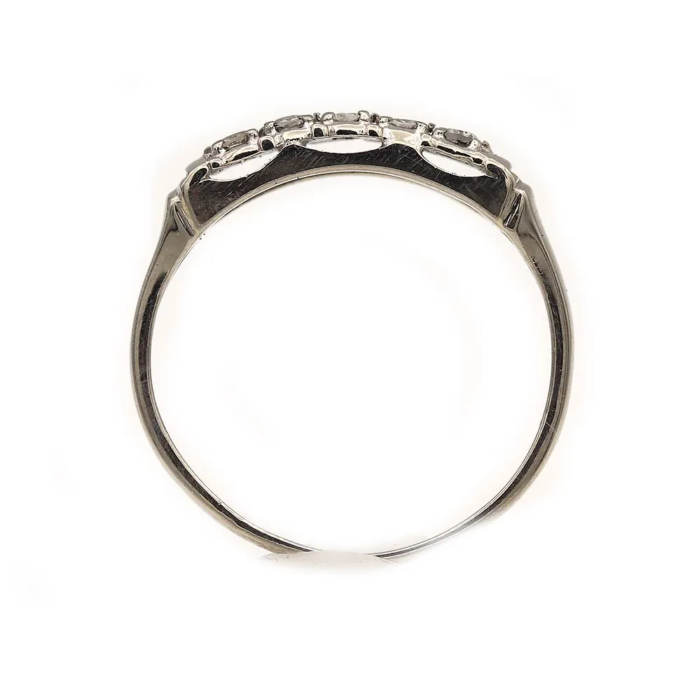 Antique White Gold 5 Stone Wedding Band