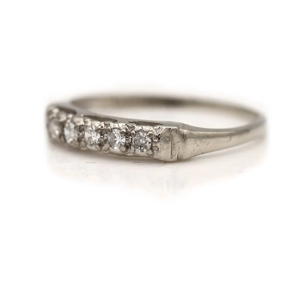 Antique White Gold 5 Stone Wedding Band