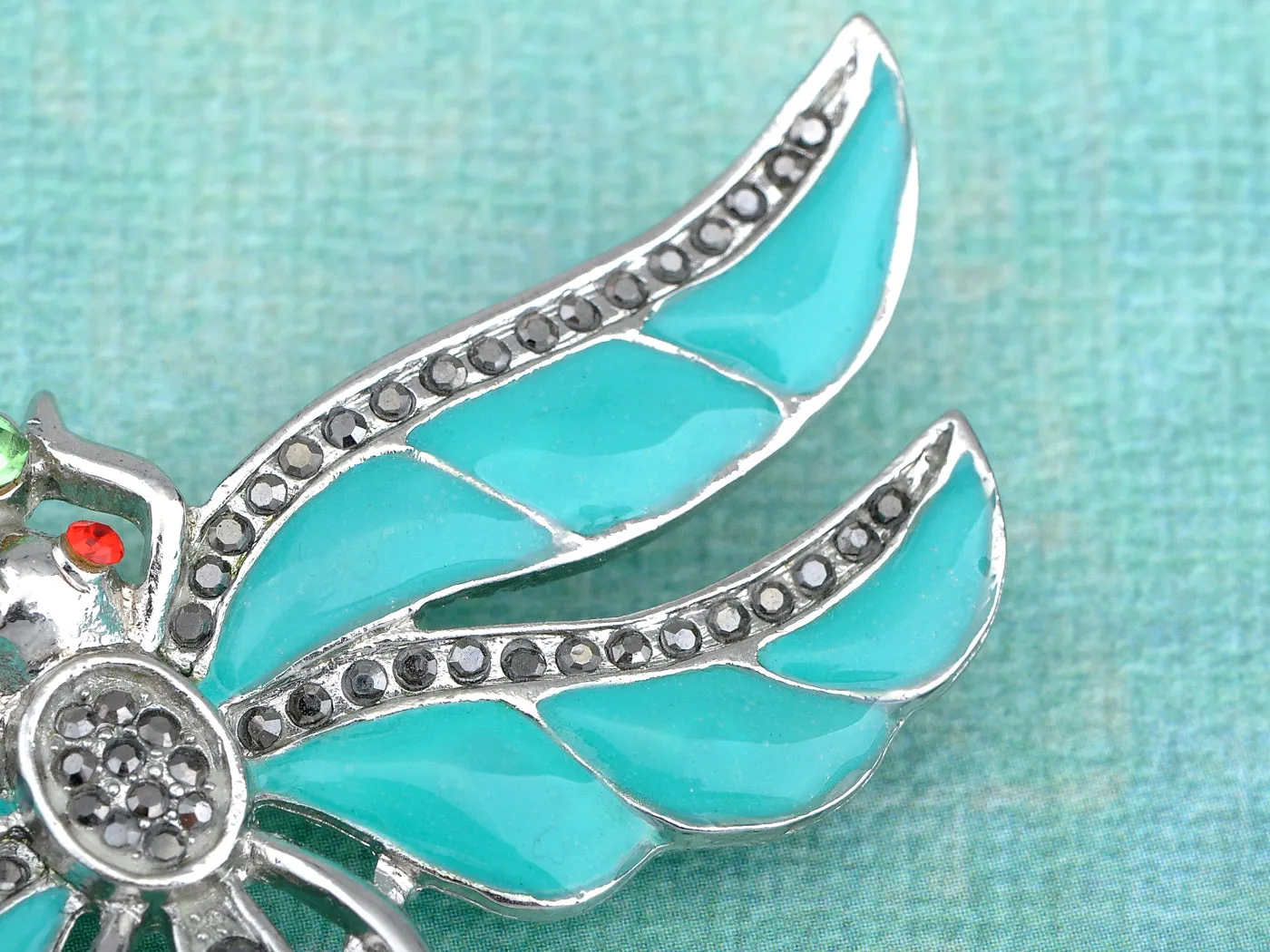 Aqua Enamel Paint Blue Egyptian Dragonfly Pin Brooch