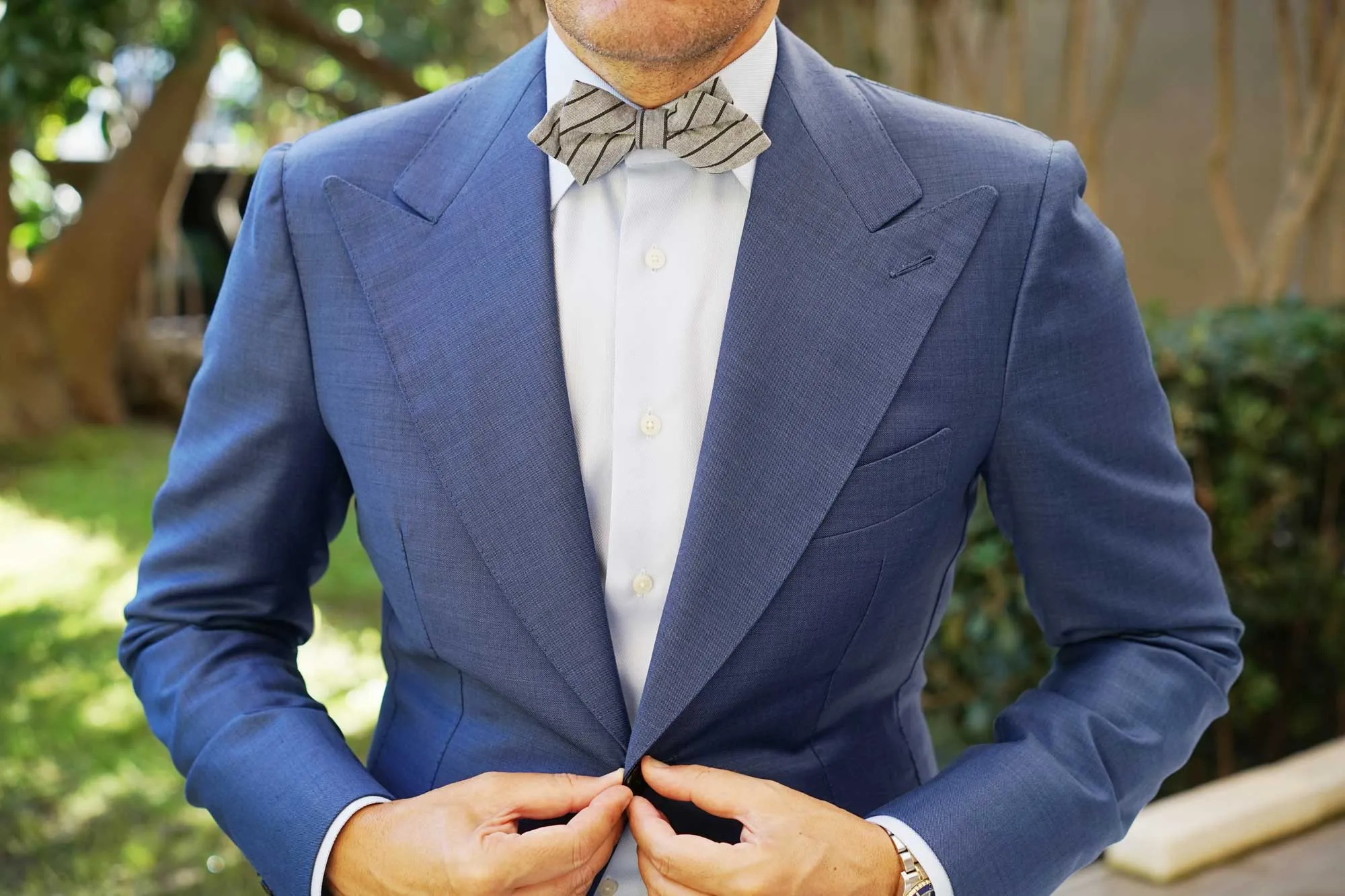 Ash Gray Pinstripe Diamond Bow Tie