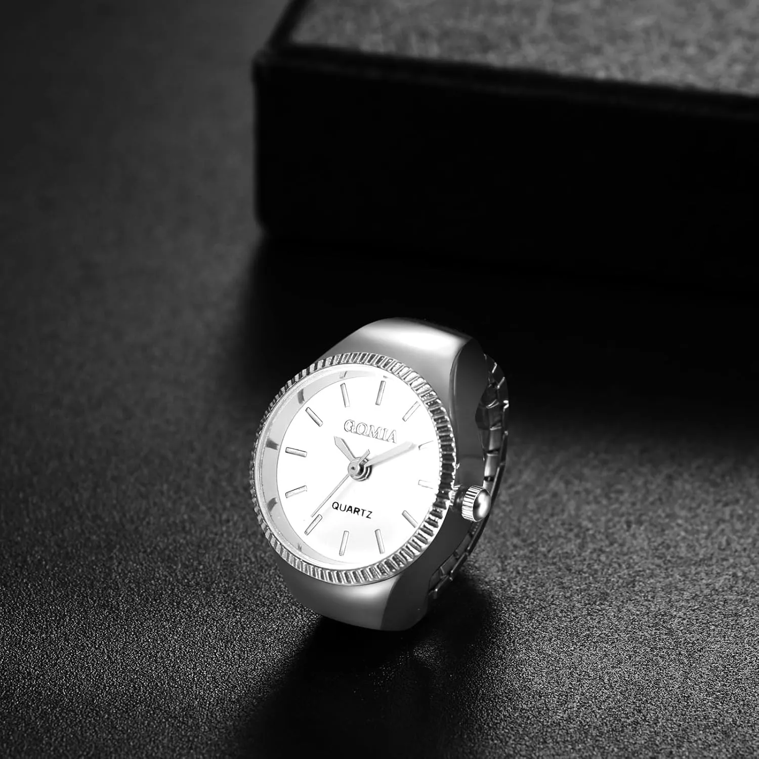 Avaner Stainless Steel Ring Watches: Elastic Band Mini Analog Quartz Gold Silver Finger Watches for Men and Women