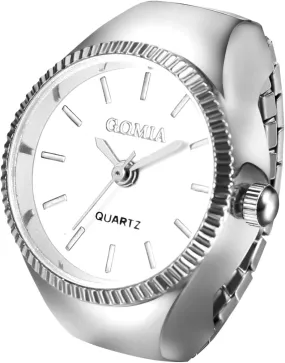 Avaner Stainless Steel Ring Watches: Elastic Band Mini Analog Quartz Gold Silver Finger Watches for Men and Women
