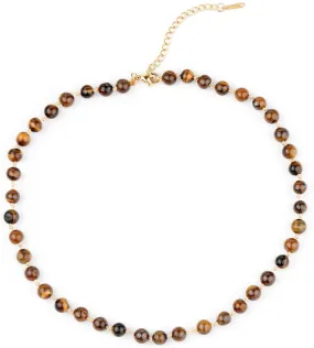 BALIBALI Semi Precious Stone Beaded Choker Necklace 14K Gold Plated Natural Stone Double Strand Necklace Layered Short Necklaces