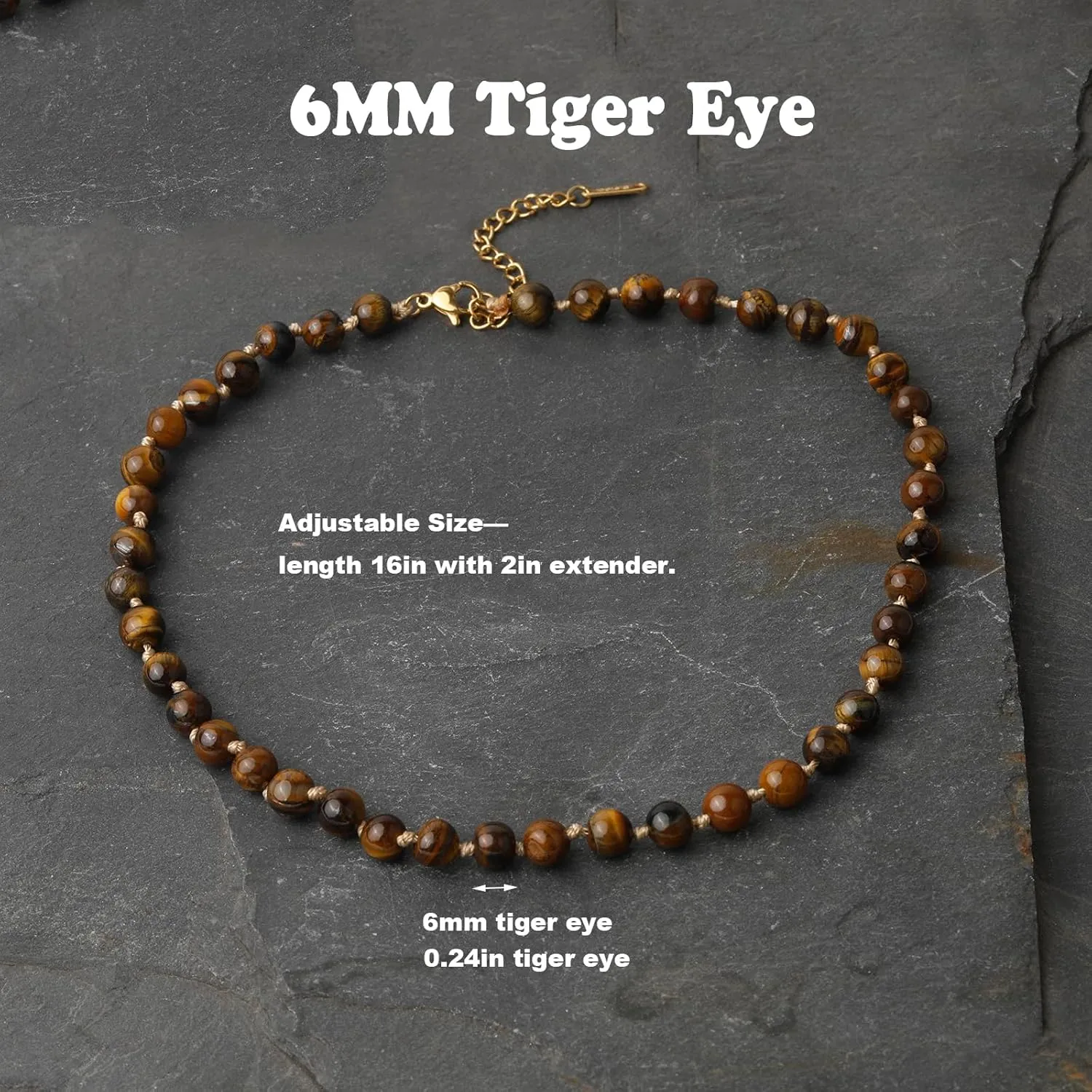 BALIBALI Semi Precious Stone Beaded Choker Necklace 14K Gold Plated Natural Stone Double Strand Necklace Layered Short Necklaces